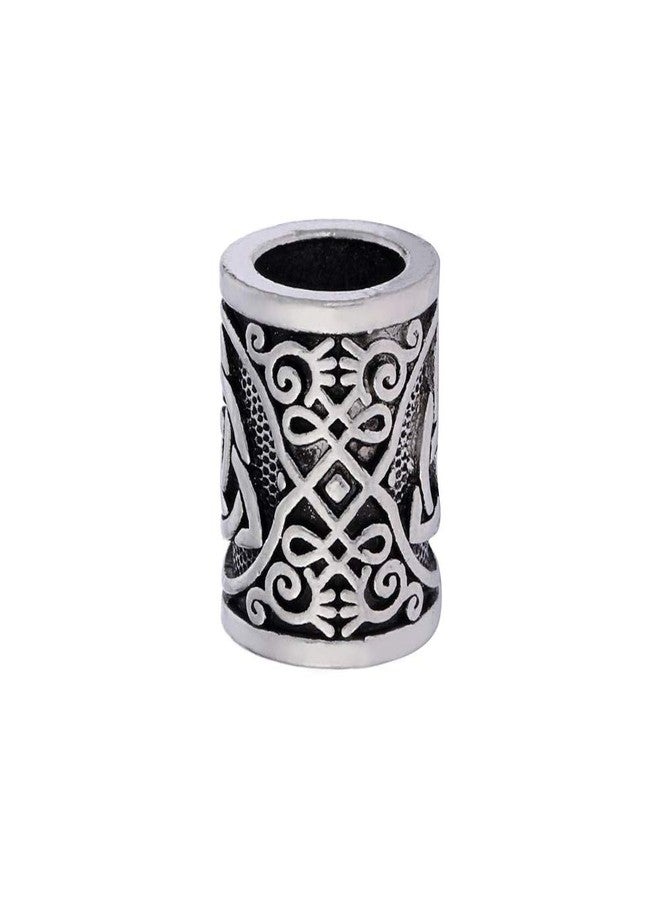 Yahpetes Norse Viking Rune Beads 2 Pcs Hair Beard Pendants Antique 0.59"X0.47" Norse Rings Silver Metal Clips Cuffs Rings Vikings Jewelry for Hair Decoration - Image 3